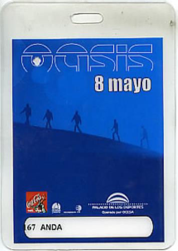Oasis Mexico City - Laminated Pass tour pass Mexican OASTPME299670