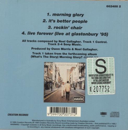 Oasis Morning Glory CD single (CD5 / 5") Australian OASC5MO52317