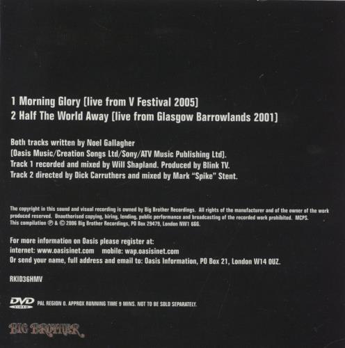 Oasis Morning Glory digital video tape (DVC) UK OASDVMO545146