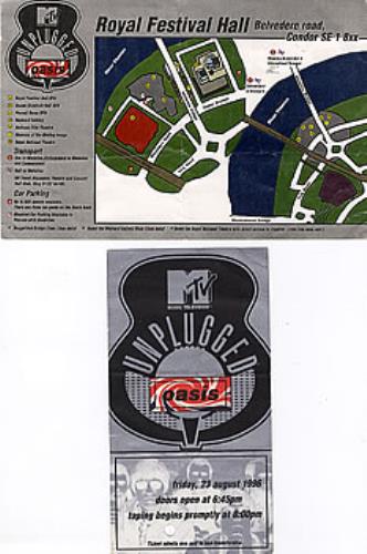 Oasis MTV Unplugged - Ticket & Map memorabilia UK OASMMMT290746