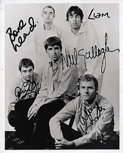 Oasis Signed Black & White Photograph photograph UK OASPHSI301390