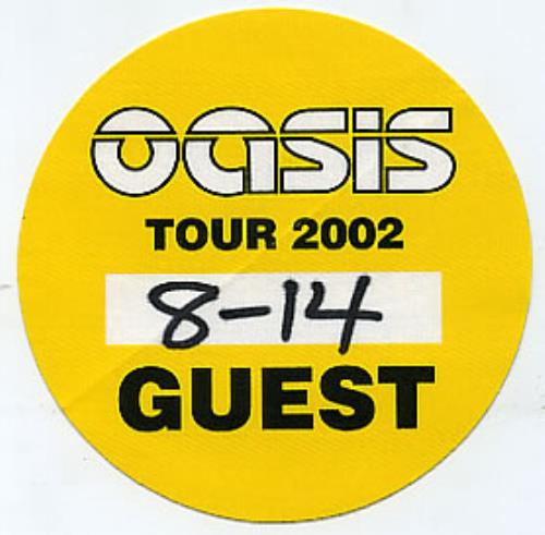 Oasis Tour 2002 tour pass UK OASTPTO299682