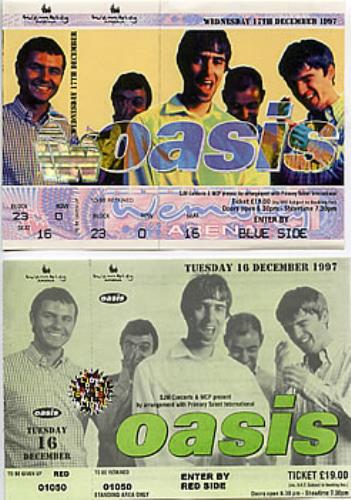 Oasis Wembley Tickets 1997 - Unused concert ticket UK OASTIWE296784