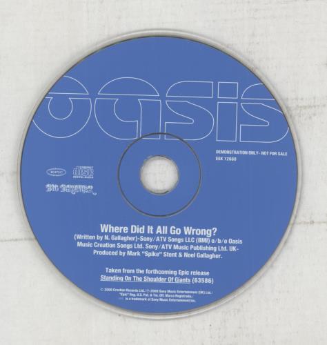 Oasis Where Did It All Go Wrong CD single (CD5 / 5") US OASC5WH154587