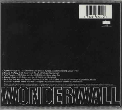 Oasis Wonderwall CD single (CD5 / 5") US OASC5WO58464