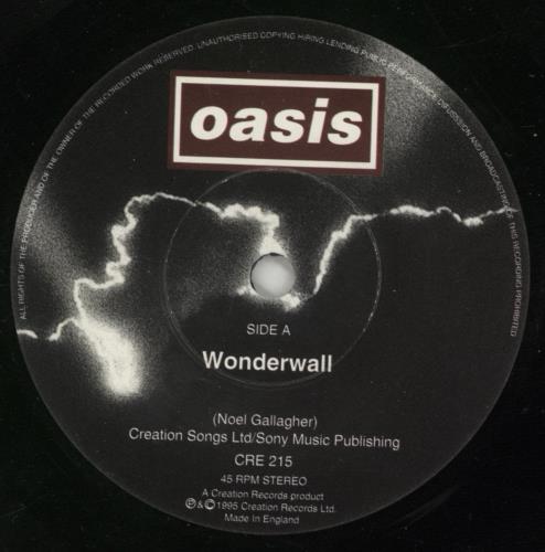 Oasis Wonderwall 7" vinyl single (7 inch record / 45) UK OAS07WO588539