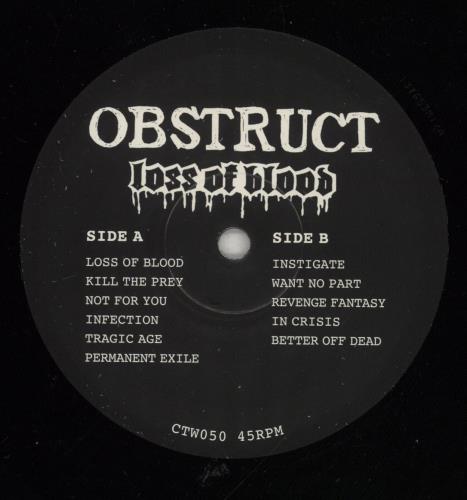 Obstruct Loss Of Blood vinyl LP album (LP record) UK 9--LPLO878807