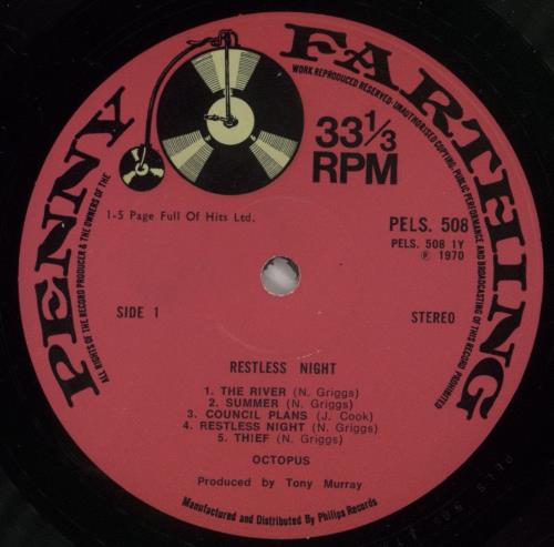 Octopus (70S) Restless Night vinyl LP album (LP record) UK 39SLPRE864585