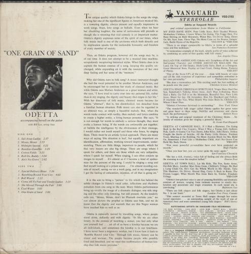 Odetta One Grain Of Sand vinyl LP album (LP record) US ODTLPON876200