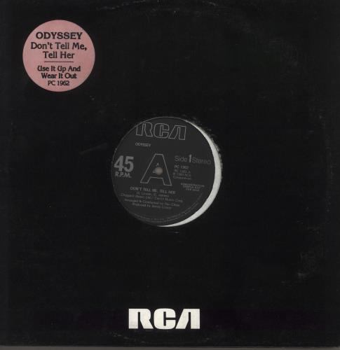 Odyssey Don't Tell Me, Tell Her/ Use It Up & Wear It Out - A Label 12" vinyl single (12 inch record / Maxi-single) UK ODY12DO747255