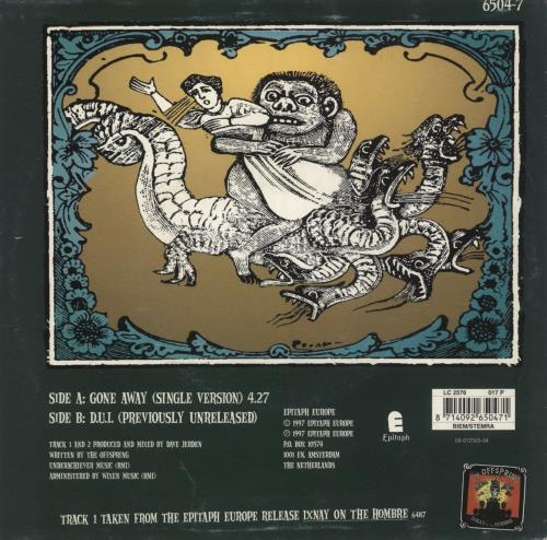 Offspring Gone Away 7" vinyl single (7 inch record / 45) UK OFF07GO165504