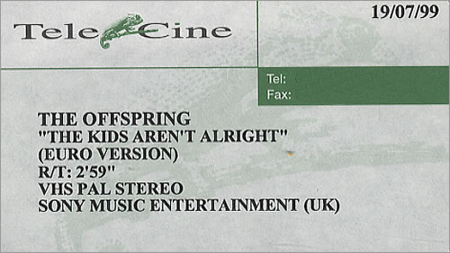 Offspring The Kids Aren't Alright video (VHS or PAL or NTSC) UK OFFVITH177865