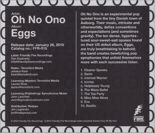 Oh No Ono Eggs + CD-R 2 CD album set (Double CD) US OHB2CEG514705