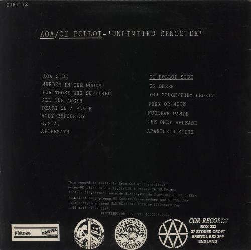 Oi Polloi Unlimited Genocide vinyl LP album (LP record) UK Z4-LPUN874373