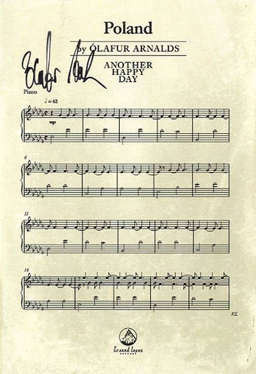 Olafur Arnalds Poland - Autographed Postcard memorabilia UK OMVMMPO633062