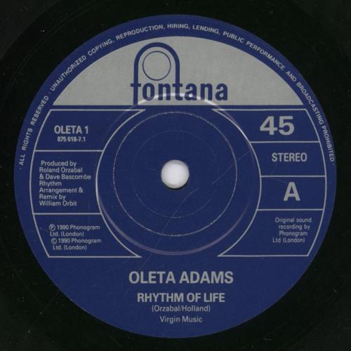 Oleta Adams Rhythm Of Life 7" vinyl single (7 inch record / 45) UK OLE07RH242545