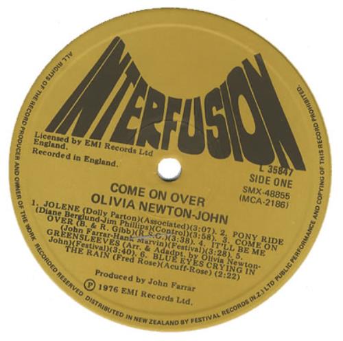 Olivia Newton John Come On Over vinyl LP album (LP record) New Zealand ONJLPCO141893