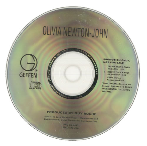 Olivia Newton John Deeper Than The River CD single (CD5 / 5") US ONJC5DE76723