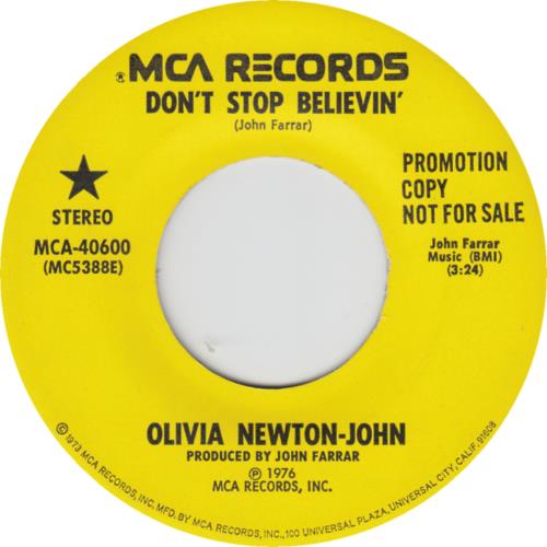 Olivia Newton John Don't Stop Believin' - Picture Sleeve 7" vinyl single (7 inch record / 45) US ONJ07DO46785
