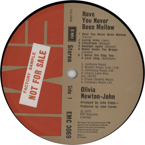 Olivia Newton John Have You Never Been Mellow - Factory Sample vinyl LP album (LP record) UK ONJLPHA412936