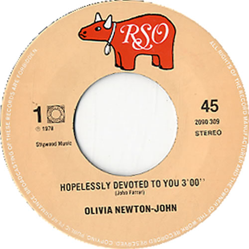 Olivia Newton John Hopelessly Devoted To You - Blue Sleeve 7" vinyl single (7 inch record / 45) Dutch ONJ07HO618788