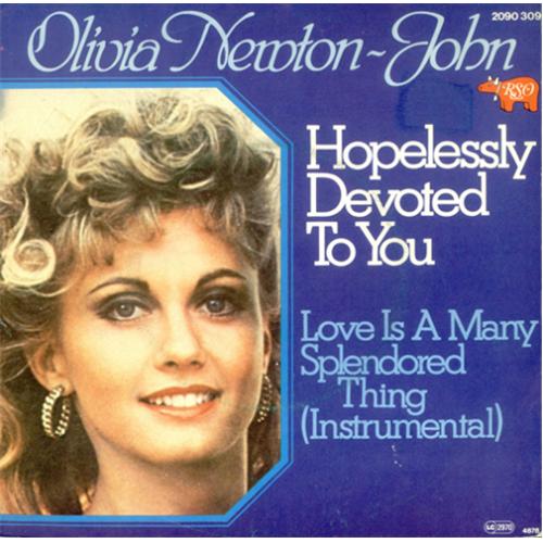 Olivia Newton John Hopelessly Devoted To You 7" vinyl single (7 inch record / 45) Belgian ONJ07HO218217
