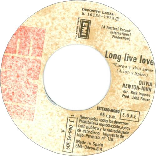 Olivia Newton John Long Live Love 7" vinyl single (7 inch record / 45) Spanish ONJ07LO415489