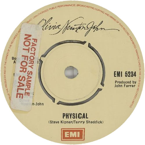 Olivia Newton John Physical - Factory Sample 7" vinyl single (7 inch record / 45) UK ONJ07PH414348