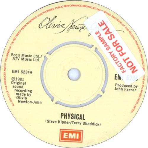 Olivia Newton John Physical - Factory Sample 7" vinyl single (7 inch record / 45) UK ONJ07PH415229