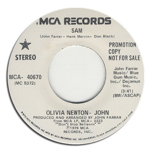Olivia Newton John Sam 7" vinyl single (7 inch record / 45) US ONJ07SA134831