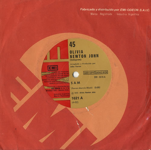 Olivia Newton John Sam 7" vinyl single (7 inch record / 45) Argentinean ONJ07SA599541