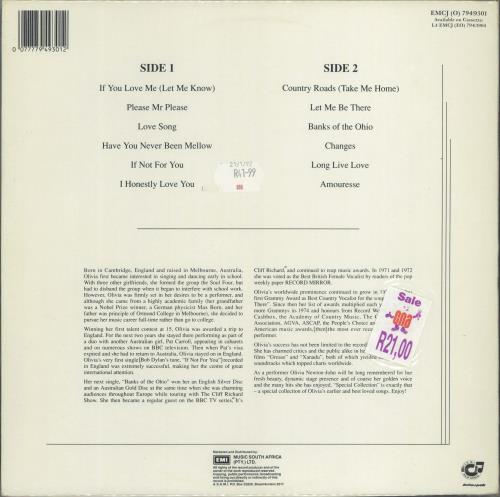 Olivia Newton John Special Collection vinyl LP album (LP record) South African ONJLPSP775385