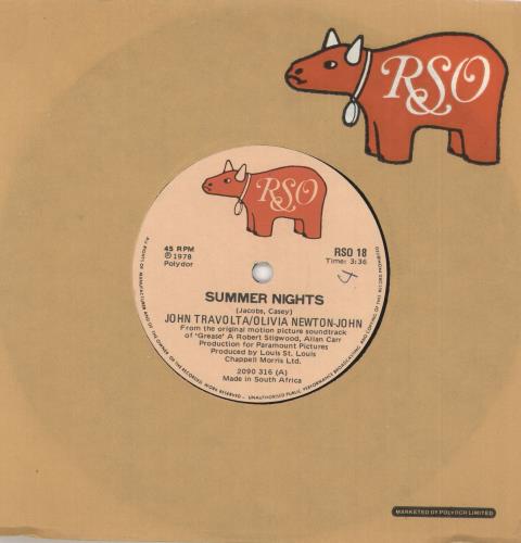 Olivia Newton John Summer Nights 7" vinyl single (7 inch record / 45) South African ONJ07SU142303