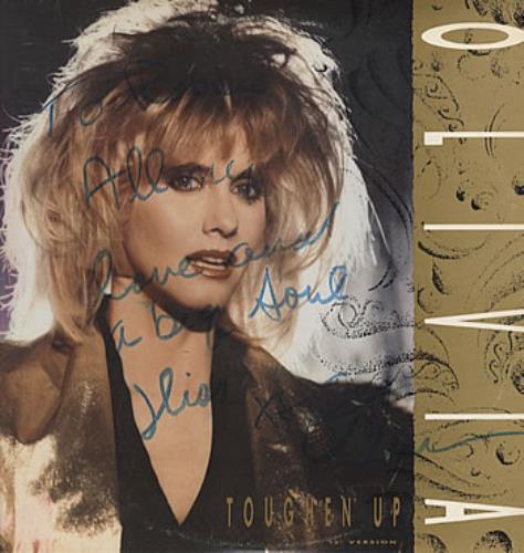 Olivia Newton John Toughen Up - autographed 12" vinyl single (12 inch record / Maxi-single) US ONJ12TO307110