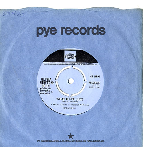 Olivia Newton John What Is Life - 4pr 7" vinyl single (7 inch record / 45) UK ONJ07WH44890