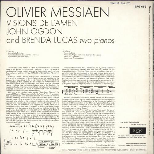 Olivier Messiaen Messiaen: Visions De L'Amen vinyl LP album (LP record) UK M2-LPME724084