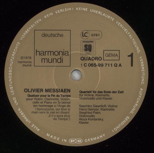 Olivier Messiaen Quatuor Pour La Fin Du Temps vinyl LP album (LP record) German M2-LPQU866846