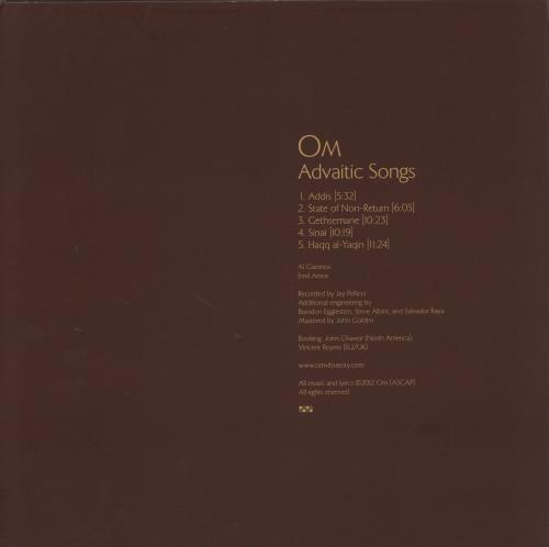 OM Advaitic Songs 2-LP vinyl record set (Double LP Album) US 0-B2LAD867903