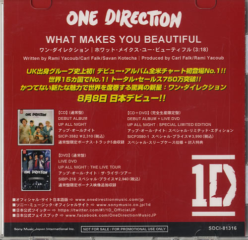 One Direction What Makes You Beautiful CD-R acetate Japanese OO5CRWH572545