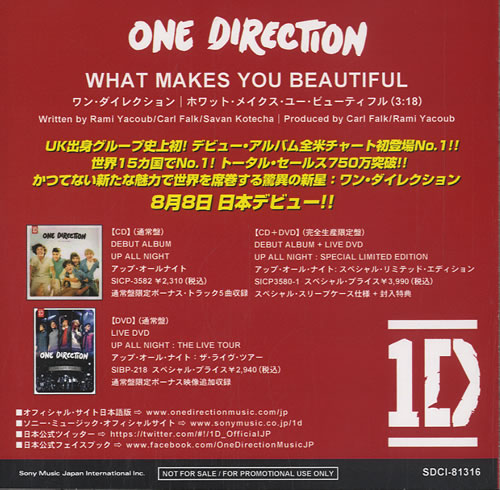 One Direction What Makes You Beautiful CD-R acetate Japanese OO5CRWH572545