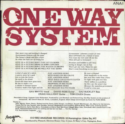One Way System Give Us A Future 7" vinyl single (7 inch record / 45) UK 39V07GI780784