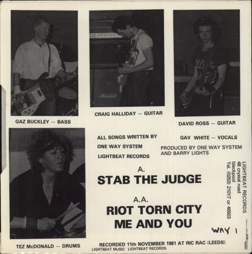 One Way System No Entry 7" vinyl single (7 inch record / 45) UK 39V07NO866253