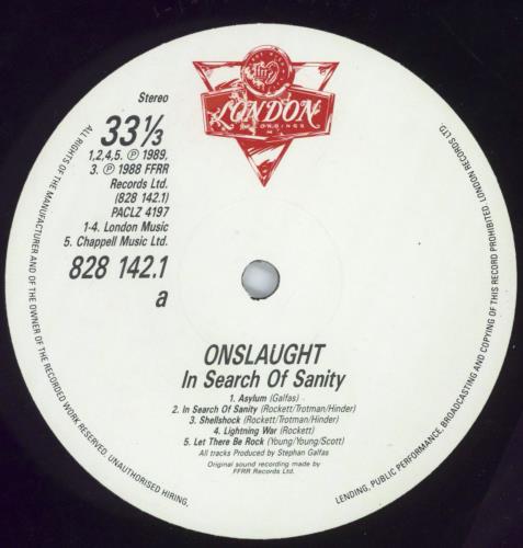 Onslaught In Search Of Sanity vinyl LP album (LP record) UK ONULPIN500884