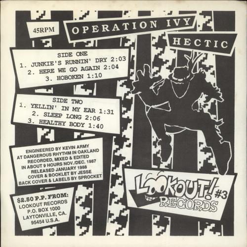 Operation Ivy Hectic E.P. 7" vinyl single (7 inch record / 45) US OIE07HE783832