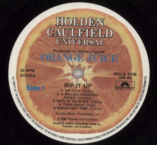 Orange Juice Rip It Up + inner vinyl LP album (LP record) UK ORJLPRI658371