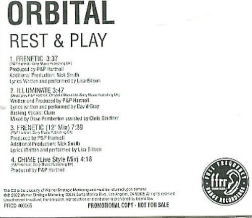 Orbital Rest & Play CD single (CD5 / 5") US ORTC5RE222789