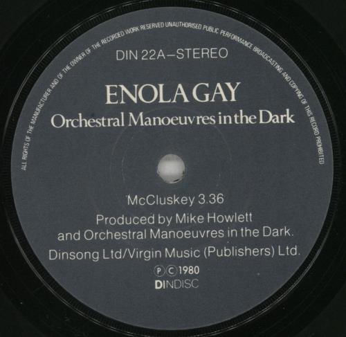 Orchestral Manoeuvres In The Dark Enola Gay 7" vinyl single (7 inch record / 45) UK OMD07EN10239