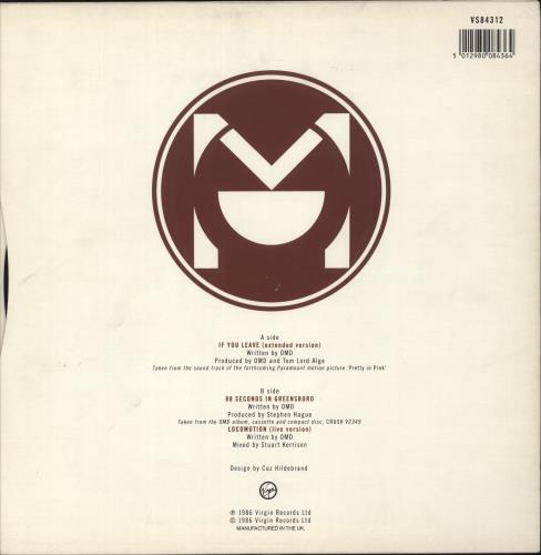 Orchestral Manoeuvres In The Dark If You Leave 12" vinyl single (12 inch record / Maxi-single) UK OMD12IF23185