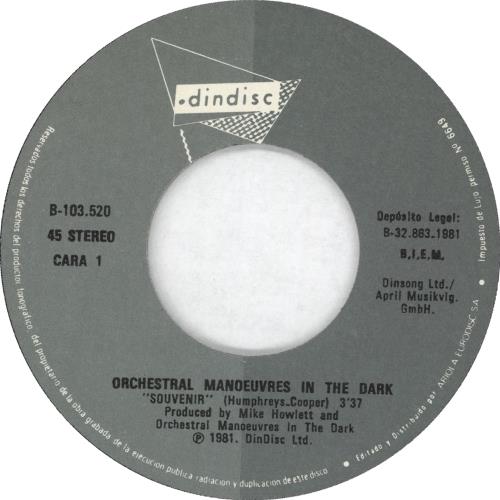Orchestral Manoeuvres In The Dark Souvenir 7" vinyl single (7 inch record / 45) Spanish OMD07SO137047