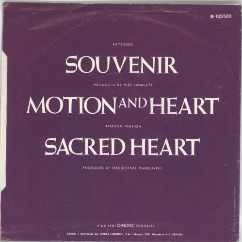 Orchestral Manoeuvres In The Dark Souvenir 7" vinyl single (7 inch record / 45) Spanish OMD07SO137047